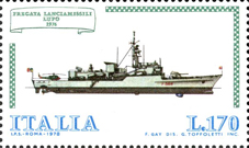 Per la serie Navi, un francobollo emesso l'8 maggio 1978 raffigurante la Fregata Lupo costruita a riva Trigoso.
