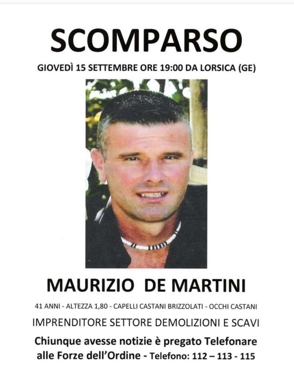 WANTED: Scomparso da casa Maurizio De Martini