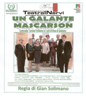 14 gennaio, Zoagli: per la Rassegna Dialettale Zoagliese, la compagnia TeatralNervi presenta "Un Galante Mascarson"
