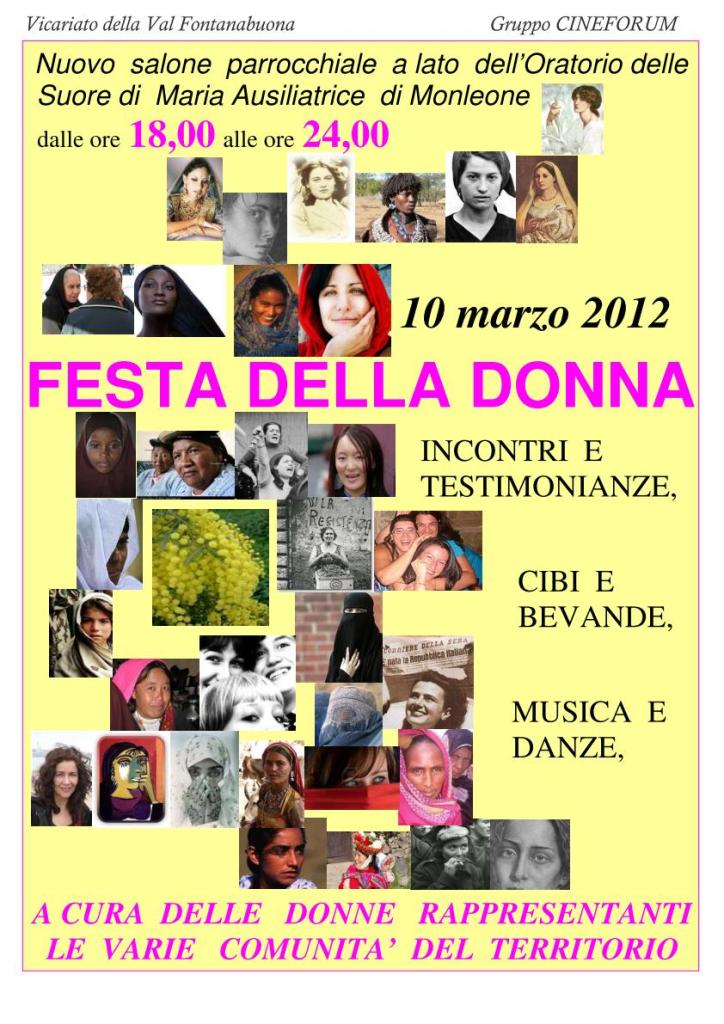 10 MArzo, Monleone di CIcagna: 'Festa della donna' interculturale, con canti e balli
