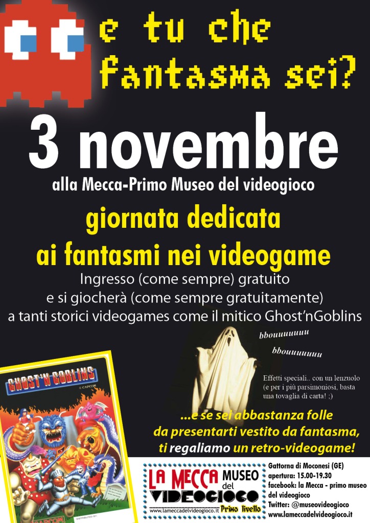 3 Novembre, Gattorna: alla Mecca-Primo MUSEO DEL VIDEOGIOCO, giornata dedicata ai fantasmi (ingresso e videogame gratuiti)