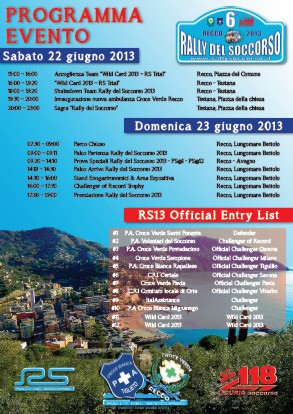 22 e 23 giugno, Recco: “Rally del Soccorso 2013”