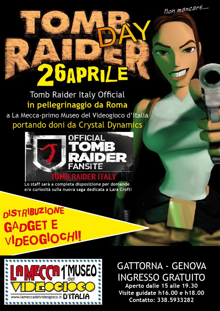 26 aprile, Gattorna: a LA MECCA- MUSEO DEL VIDEOGIOCO è TOMB RAIDER DAY