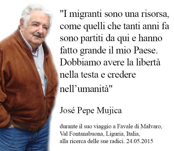 Mujica a Favale - "I migranti sono una risorsa, come quelli che tanti anni fa sono partiti da qui e hanno fatto grande il mio Paese, l'Uruguay"