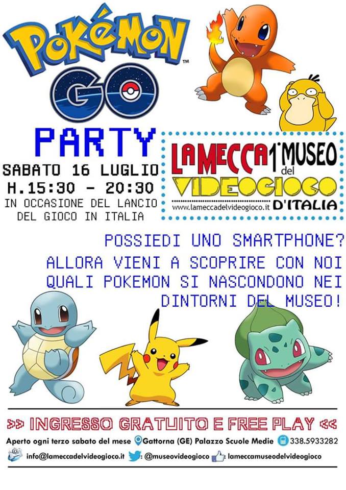 Pokémon Go sbarca in Italia! Domani tutti al Museo del Videogioco di Gattorna, in cerca dei mostriciattoli più famosi del mondo! Più restrospettiva Game Boy