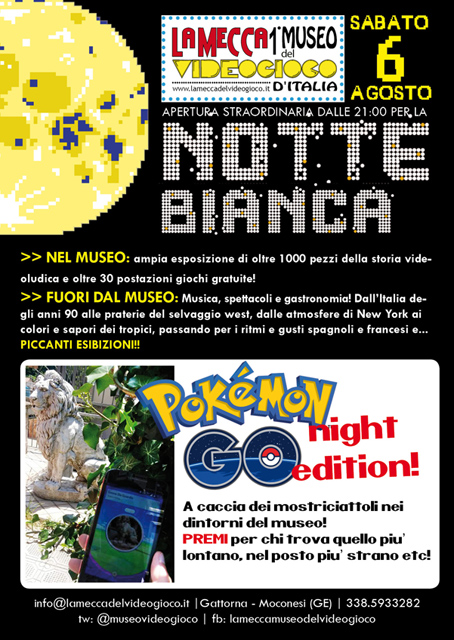 POKEMON GO: Codacons vuole vietarlo “è un attentato alla sicurezza dei trasporti” - Museo del Videogioco “con 8000 morti l'anno è più pericoloso stare in casa” e invita tutti al Pokémon night party del 6 agosto!