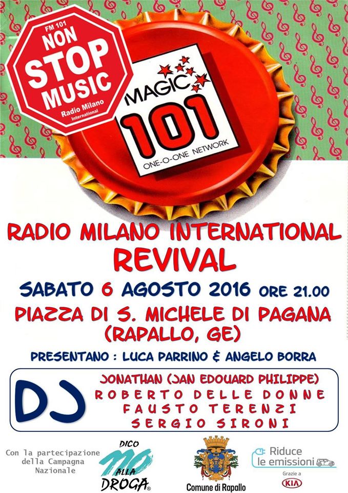 6 agosto, Rapallo - Serata revival RADIO MILANO INTERNATIONAL