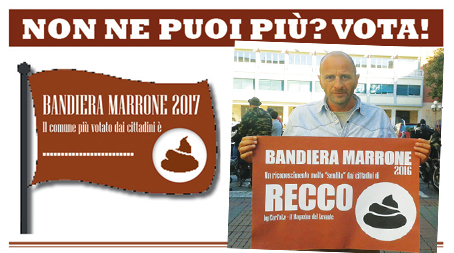 Torna la Bandiera Marrone: vota il comune più impestato del Levante- Sul podio 2016 Recco, Rapallo e Chiavari
