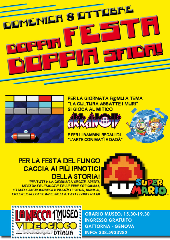 Domenica 8 ottobre al Museo del Videogioco è festa doppia: tante iniziative per la Giornata delle Famiglie al museo e la Festa del fungo