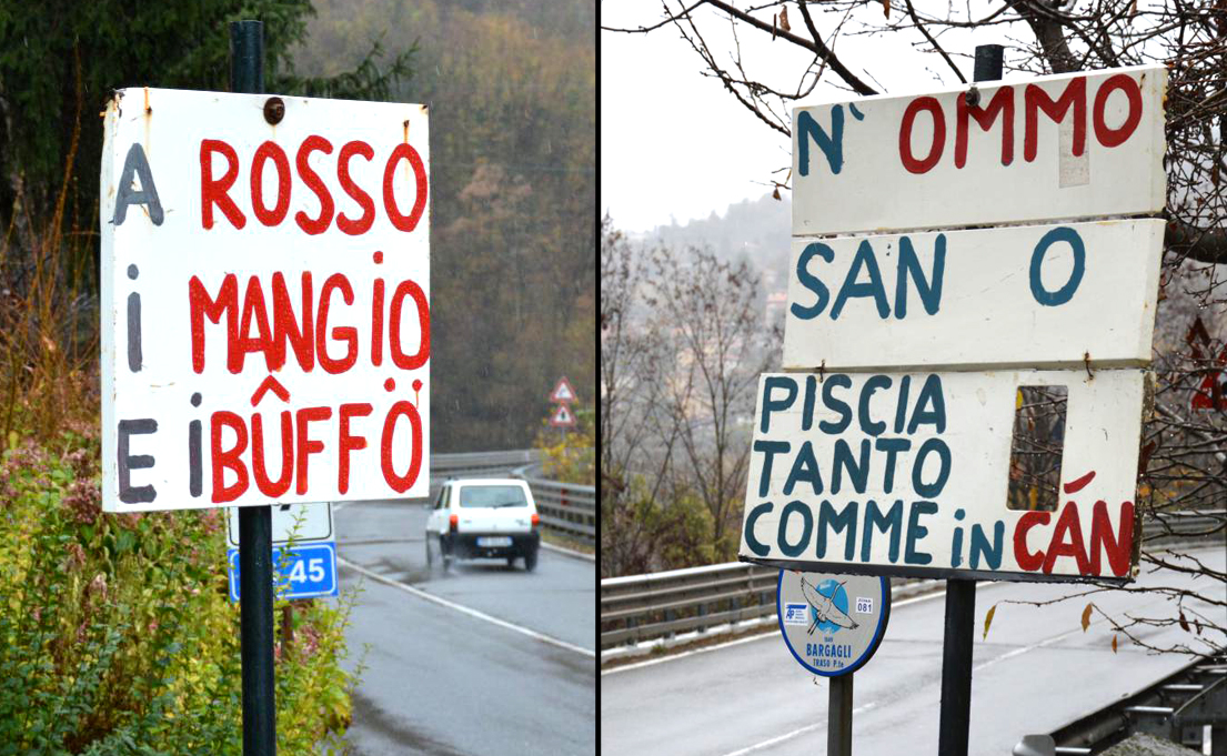 Il mistero buffo dei cartelli di Traso: chi è l'artefice? Perché lo fa? Siamo andati a scoprirlo
