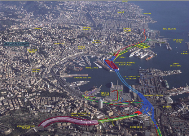 Il Tunnel sub portuale di Genova offrirà un'alternativa alla Sopraelevata: invece di passare sopra alla città, le auto passeranno sotto al mare